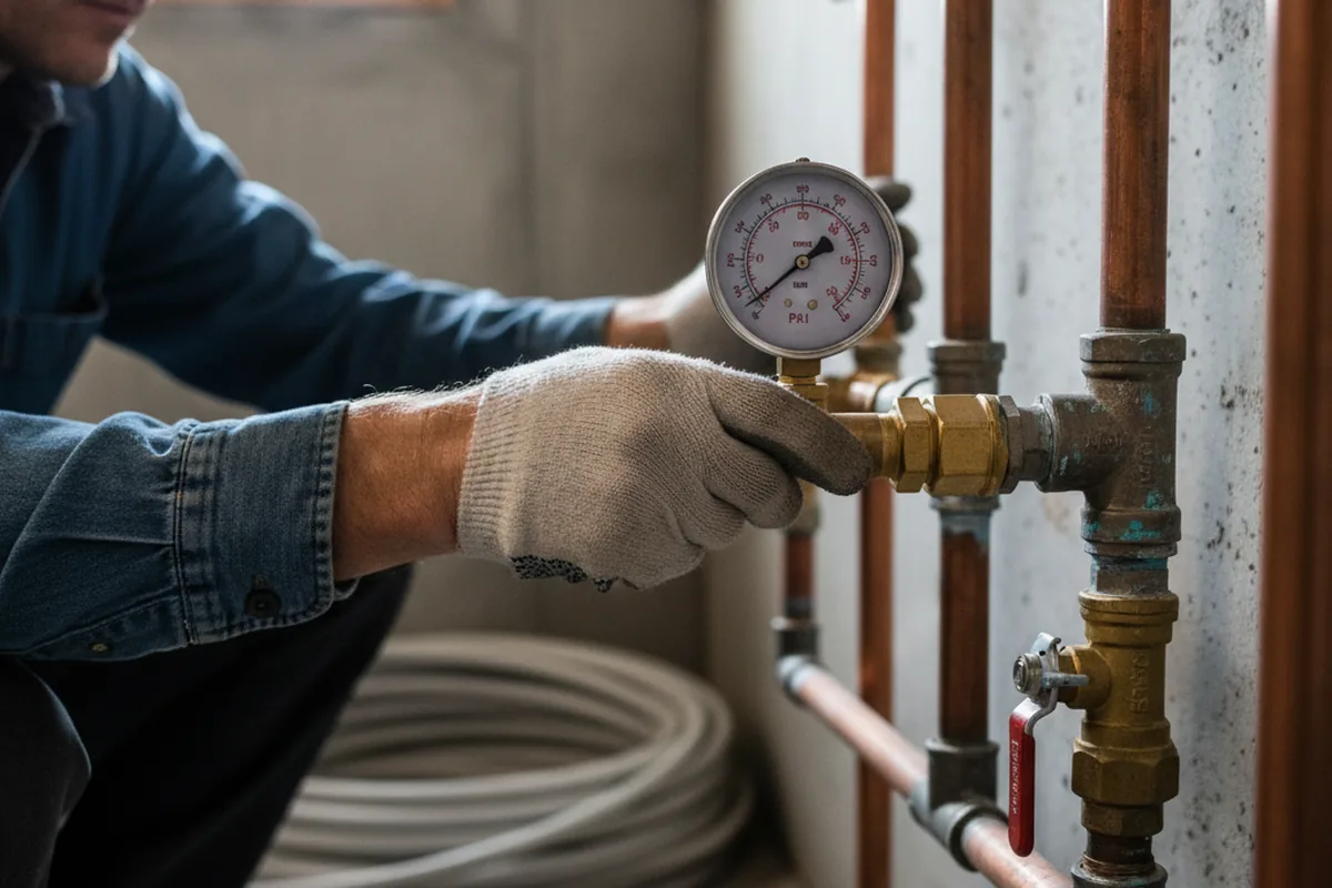 Pressure testing a repaired line during Water Line Repair in Valley Ford