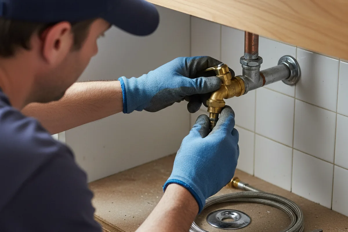 Shutoff valve and fitting work during Burst Pipe Repair in Valley Ford
